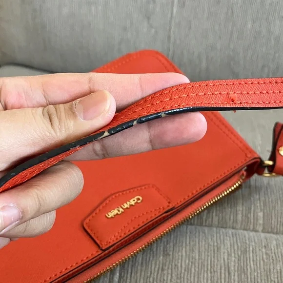 Calvin Klein Vibrant Orange Saffiano Shoulder Bag - Picture 6 of 17